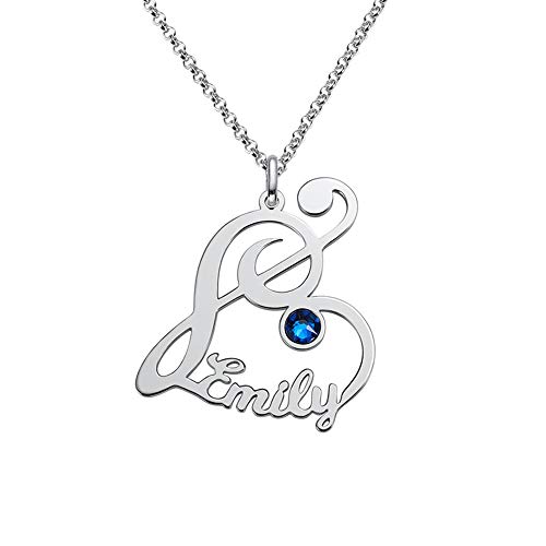 Lonago Personalized Music Note Pendant Necklace Customized Name Necklace With Synthetic Birthstone Graduation Birthday Gift For Women Girls #TOP27
