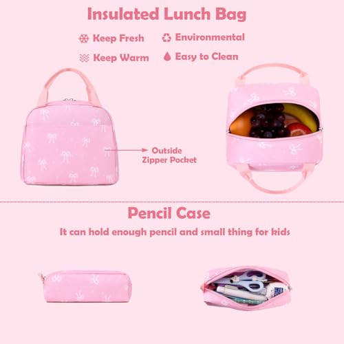 Kimwadalh Girls Backpack with Lunch Bag & Pencil Case Set for School — view 6