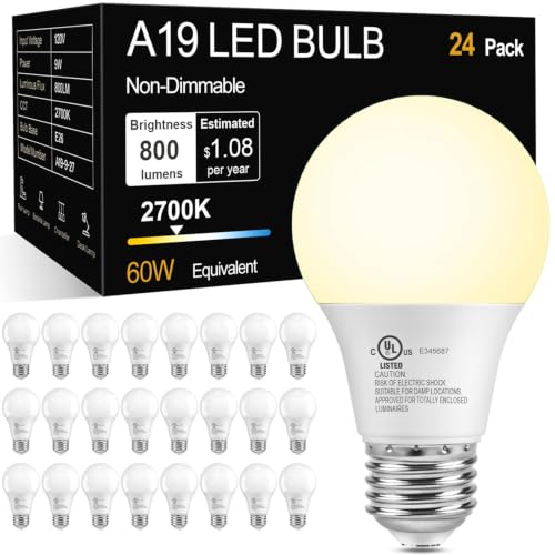 TJOY A19 LED Light Bulbs 2700K Soft Warm E26