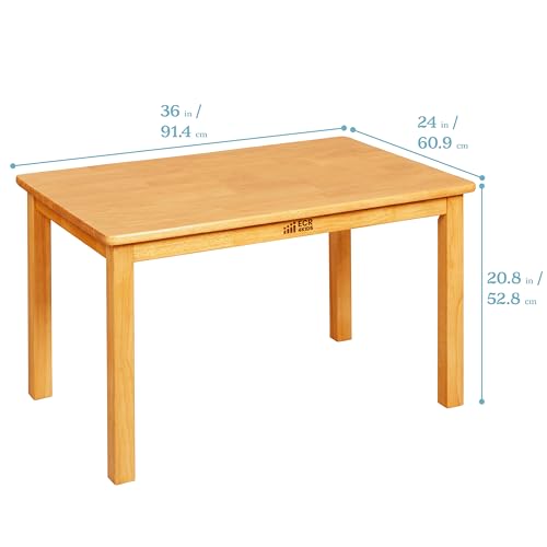 Image of ECR4Kids 24in x 36in Rectangular Hardwood Table with 20in Legs and Two 10in Chairs, Kids Furniture, Honey