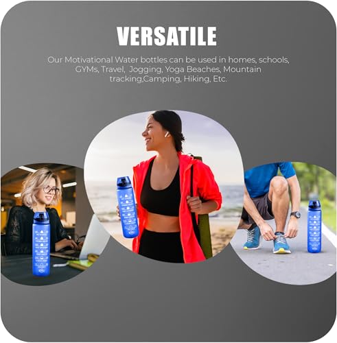 Roe Tenpo Water Bottle 1L, Sports Water Bottle with Time Markings, BPA-Free, Leak-Proof Drinks Bottle, Perfect for Running, Cycling, Gym, Yoga, Camping and Outdoor Activities, Blue - Image 4