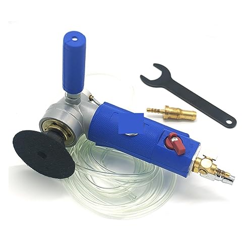 Pulidora húmeda, Lijadora neumática de agua de aire de 3 4 pulgadas tipo alimentado por agua profesional, amoladora pulidora de lijadora húmeda de aire, velocidad libre 0-4300rpm(Blue 4 inch)