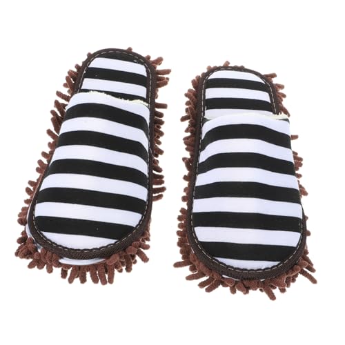 FIXOSHEE Zapatillas de Limpieza Reutilizables para Mopas Prácticas Diseño Desmontable y Grueso Talla Color Café Cómodas para Adultos para Limpiar sin Agacharse