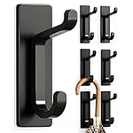 pickpiff Wall Hooks for Coat and Towel: 13LB Adhesive Door Hanger Stick on, Black 6 Pack