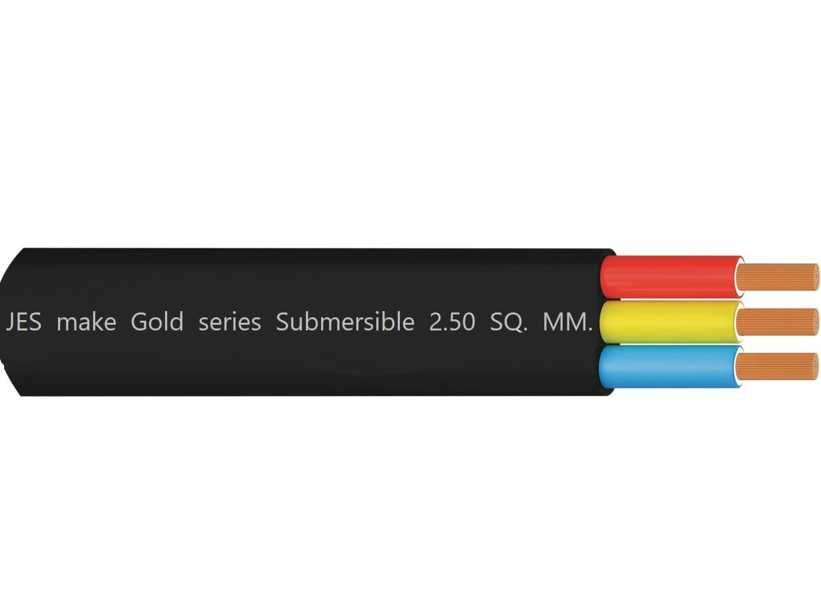JES Flat Submersible Cable | 3 Core Flat Cable 2.5 square 50 meter Flat Copper Cable for Pumps and Motors Insulated with Double Layer Protection | 1100 Volt (Black Color)-image-23