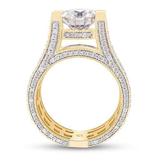 Savearth Diamonds Bridge Style, 5 Carat Center 9Mm Round Cut Lab Created Moissanite Diamond Solitaire Bridal Engagement Ring In 14K Yellow Gold Over Sterling Silver(G-H Color, Vvs1 Clarity 5 Cttw)-7.5 #TOP2