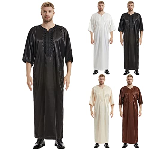 Caftán islámico de satén de seda: abaya de Oriente Medio con acabado premium 2