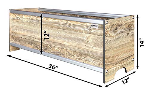 Foreman Raised Garden Bed 36”Lx12”Wx14”H Premium Hpl Plastic Wood Grain Aluminum Frame Elevated Planter Box For Backyard Patio Balcony, Amaretto #TOP1