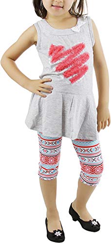Image of ToBeInStyle Girl's Sleeveless Tank Top & Leggings 2 Piece Outfit Casual Dress Style Set