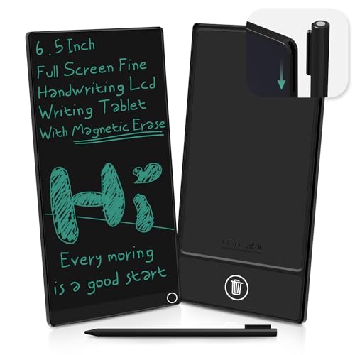Mini LCD Writing Tablet for Adults: 6.5 inch Full Screen Erasable Reusable Electronic Drawing Pads Digital Notepad with Hall Switch
