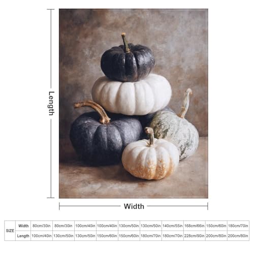 Couverture lit rustique haut de gamme citrouilles blanches et noires 127x152 - 3