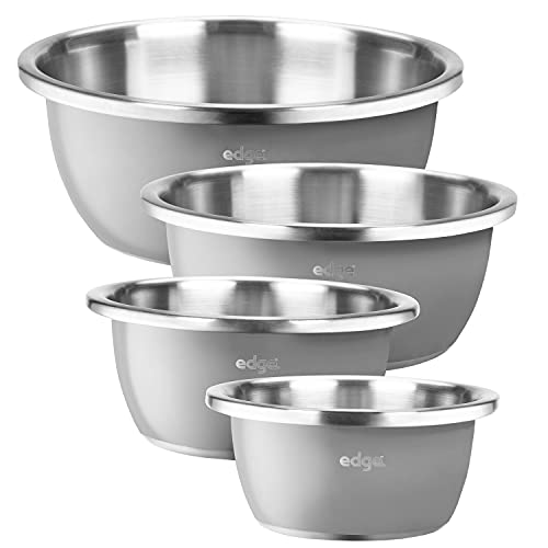 Edge Stainless Steel Nested Mixing Bowl Set 4 Piece Heavy Duty And Sturdy With Wide Lip For Easy Grip For Baking Cooking And Salad Mixing, Charcoal #TOP25