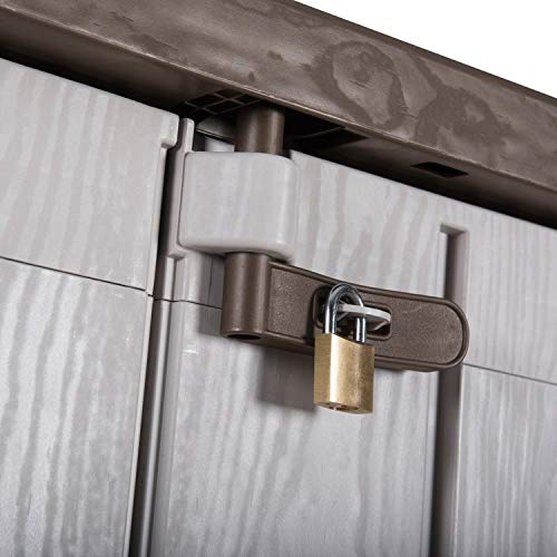 Toomax Stora Way All-Weather Outdoor Horizontal 4.25' x 2.5' Storage Shed Cabinet for Trash Cans, Garden Tools, and Yard Equipment, Taupe Gray/Brown - Thumbnail 6
