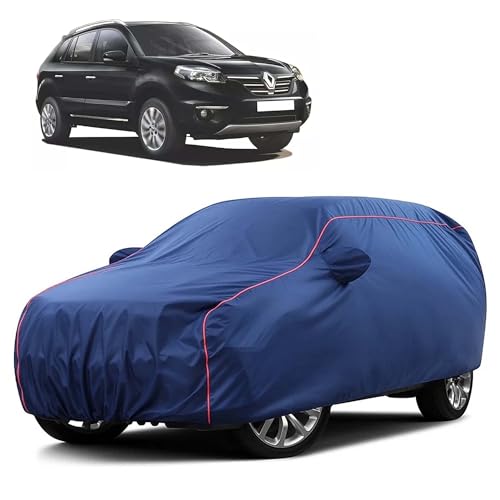 Image of Sulfar 100% Water Resistant Car Body Cover Compatible with Mirror for Renault Koleos (Triple Stitched, Full Bottom Elastic, Blue Taffeta with Red Piping)