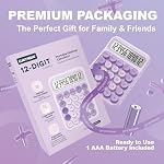 CATIGA Mechanical Switch Calculator, Purple Calculator with 12 Digit Large LCD Display & Big Buttons for Office Desk, Classroom Math, Back to School Supplies, Cute Aesthetic Desk Accessories