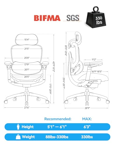 Image of SIHOO Doro C300 Pro V2 Ergonomic Office Chair Without Footrest, Full-Body Adaptive Support, 8D Armrests & Breathable Mesh, Comfy High Back Computer Desk Chair for Long Hours, 135 Recline (Black)