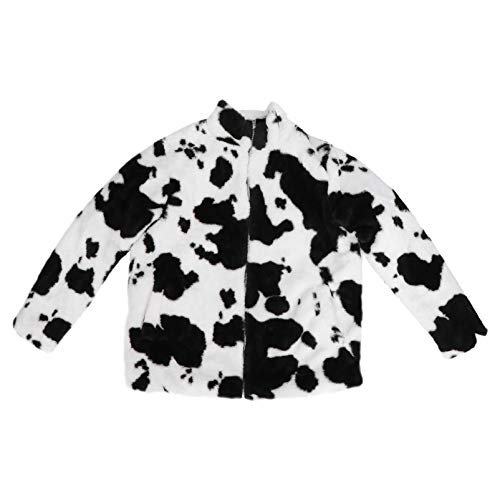 KESYOO Casaco de Lã de Pelúcia Com Estampa de Vaca Casaco de Peles Artificiais E Suaves Roupas Femin