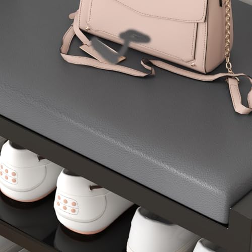 Tabouret à langer 80cm orange | Banc d'entrée design avec rangement chaussures - 3