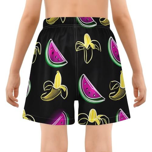 Toddler Boys Swimwear Swim Trunks with Compression Liner 4T Watermelon Banana3