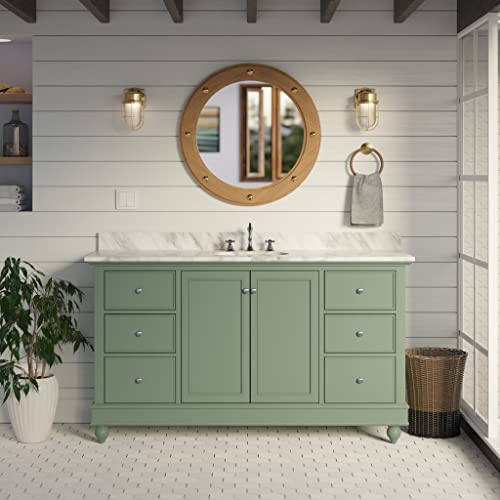 Kitchen Bath Collection Bella 60-inch Single Bathroom Vanity (Carrara/Sage Green):