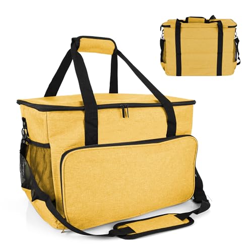 WENLISELL 18 Inch Sewing Machine Case Yellow Sewing Machine Tote Bag with Pockets and Handles Portable Universal Sewing Machine Carrying Case