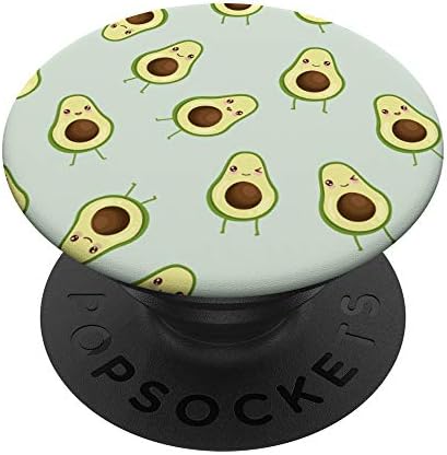 Cute Smiling Kawaii Avocado Fruit Pattern - Mint Green PopSockets PopGrip: Swappable Grip for Phones & Tablets