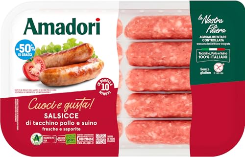 Amadori Salsicce di tacchino, pollo e suino -50% di grassi - 400 g