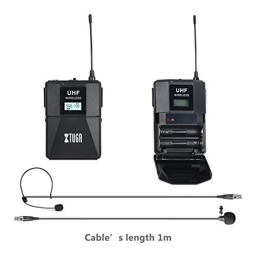 XTUGA SKM4000PLUS 4 x100 Channel UHF Wireless Bodypack Microphone System with Selectable Frequencies Prevent Interference, Use for Family Party, Church, Small Karaoke Night (Range:200-320Ft)