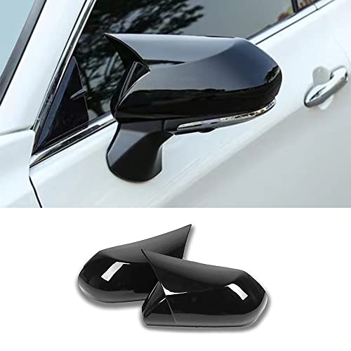 Car Ox Horn Side Rearview Mirror Cover Wing Mirror Protect Decorate Covers Auto Exterior Decoration Accessories for Toyota Camry 2018 2019 2020 2021 2022 2023 2024 2025(Bright Black)