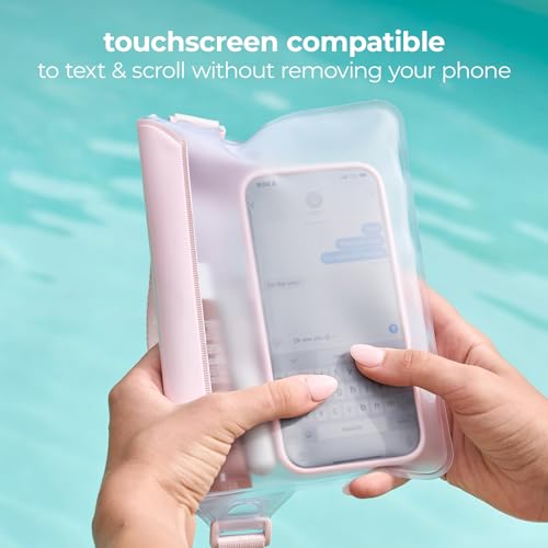Image of Case-Mate IP68 Waterproof Fanny Pack with Bow Design - Ballet Pink | Floating Waterproof Phone Case w /Triple Seal Protection, Adjustable Strap-Fits All Phones-Beach Cruise Ship Travel Essentials