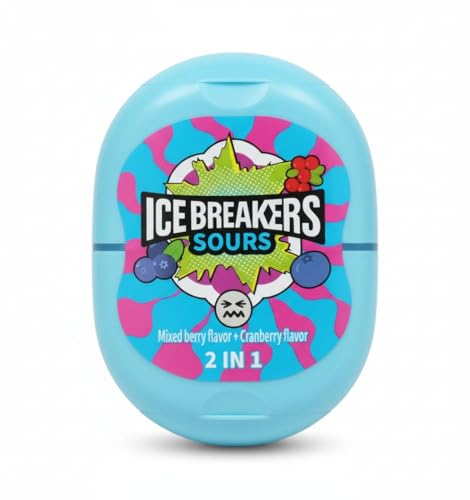 Image of Ice Breakers Sours Mixed Berry and Cranberry Flavor Candy, 2-in-1 Combination Pack Each 20g X Pack Of 2 (From Germany)