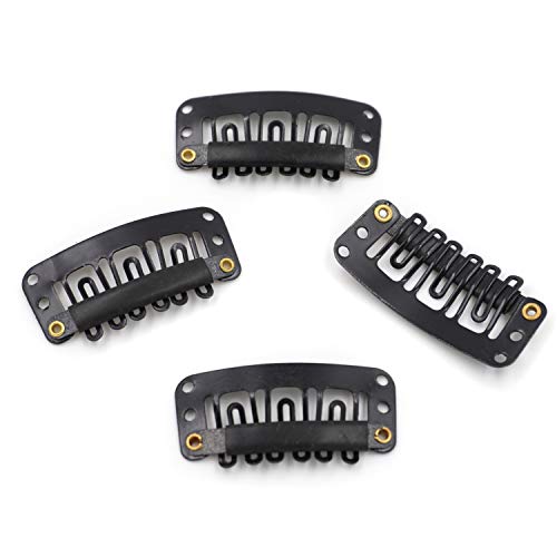 Honbay 50Pcs 6-Teeth U-Shape Snap Clips For Hair Extensions - 3.3Cm/1.3Inch (Black) #TOP5