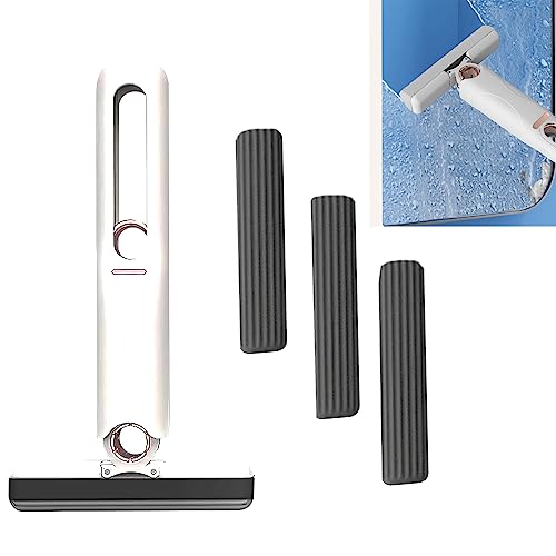 Mini Fregona Con 3 Cabezales Para Limpieza Cristal De Uso Seco Y Húmedo, Absorbente Fuerte Para Ventanas, Suelo, Coche, Azulejos, Cocina, Escritorio