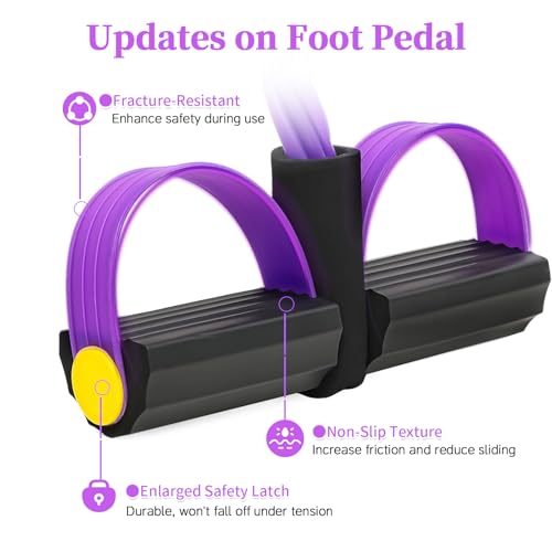 Pedal Resistance Bands with Handles, Upgrade 6-Tubes Manual Tension Training Pedal, Natural Rubber Foot Pedal Resistance Bands, Multifunction Fitness Bands for Abdomen, Waist, Arm, Leg - Image 5