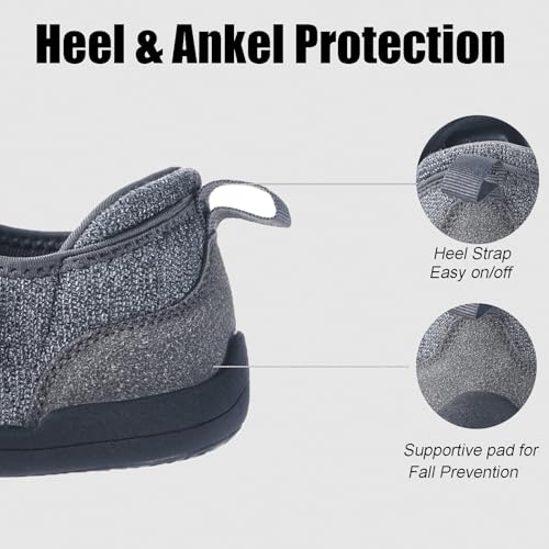 Sisttke Diabetiker Schuhe Herren Hausschuhe Damen Leichte Extra Weit Walkingschuhe Klettverschuß rutschhemmend Freizeitschuhe Arthritis Ödem Geschwollen Gesundheitsschuhe,D-Grau,41 EU