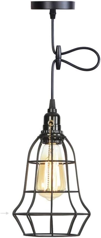 Lámpara colgante vintage estilo americano industrial de hierro negro E27E26 enchufes de una sola cabeza lámpara colgante accesorios para isla de