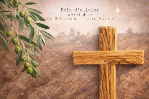 MaMeMi Croix en bois d'olivier - Croix murale en bois de Bethléem - 15 x 9 cm - Véritable fabriquée à la main en Terre Sainte – vue 2
