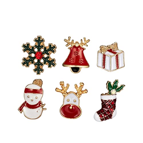 Hapinary 6Pcs Crystal Gifts Rhinestone Outfit Cute Accessories Christmas Decorative Pin Christmas Brooch Pin Christmas Set Badge Jewelry Jacket Christmas Tree Miss Rhinestone Brooch #TOP5