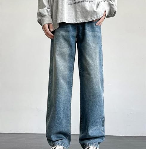 Mens Jeans Casual Long Classic Straight Denim Wide-Leg Pants Solid Colors Business Casual Wear2