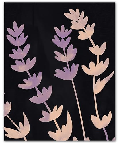 Tableau lavande nocturne ZUKIY fleur violette pour salon et bureau