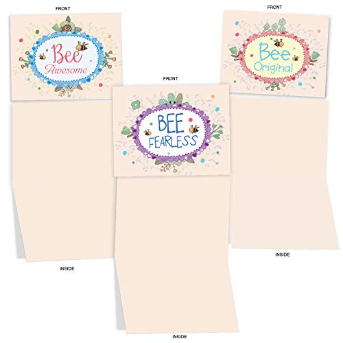 The Best Card Company - 10 Assorted Blank All Occasions Notecards Variety Box Set 4 X 5.12 Inch W/Envelopes Inspiring Words, Stationary For Men, Women (10 Designs, 1 Each) - Let It Bee M6548Ocb #TOP3