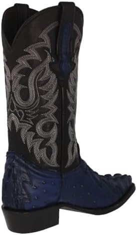 Texas Legacy Mens Denim Blue Western Cowboy Boots Crocodile & Ostrich Print 12 E US Review | Image 3