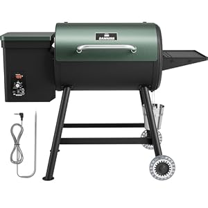 Elektrischer Pelletgrill, 456 SQ, Kochbereich, Pelletsmoker mit automatischer Zufuhr und PID-Regler, 260 °C, maximale Temperatur, 8-in-1-Grill mit Fleischsonde und Beistelltisch mit Haken