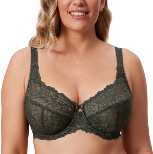 DELIMIRA Damen Minimizer Spitzen BH mit Bügel | Vollschalen, Große Größen, ohne Polster, Spitze