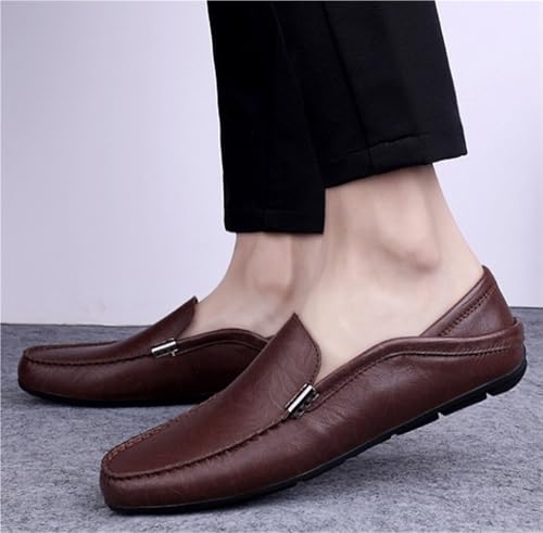 Men's Loafers Shoes Round Toe Leather Comfortable Flexible Resistant Party Wedding Slip On 6