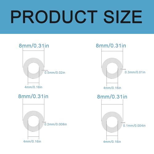 Compatible M4×8MM Steel Shim Washer Set 48pcs (0.1/0.2/0.3/0.5mm Each 12pcs) – Precision Thin Shim/Flat Stainless Spacer Washers for M4 Bolts, Electronics & Mechanical Repair by GKZKNG - Image 2