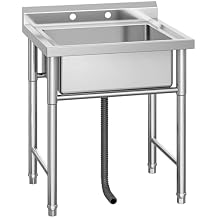 29"x25"x37" Stainless Steel Freestanding Single-Bowl Utility Sink Commercial Prep & Utility Sink for Restaurant, Kitchen, Laundry, Garage, Bathroom & Garden Use