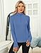 LOMON Women's Long Sleeve Athletic Shirts Quarter Zip Pullover Mock Neck Fleece Pullover Workout Running Top Blue M