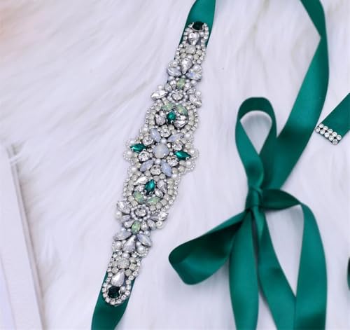 Women's Rhinestone Belt Wedding Bridal Dress Accessories Shiny Crystal Ribbon Sash4
