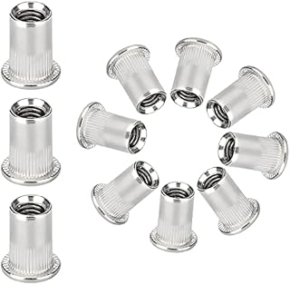 BUENTYA 50 Pcs Rivet Nut M6 Rivnut Flat Head Threaded Insert Rivet Nut 304 Stainless Steel Rivet Insert Nutserts Assort Nutsert Assortment Kit for Automotive Furniture Electrical and Industrial